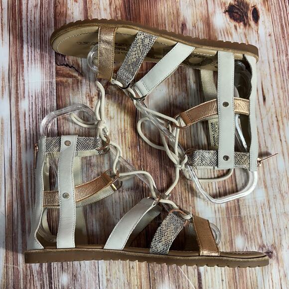 Sorel ELLA Size 10 Leather Zip Lace Up Gladiator Sandals Open Toe Shoe Flats - Picture 4 of 9